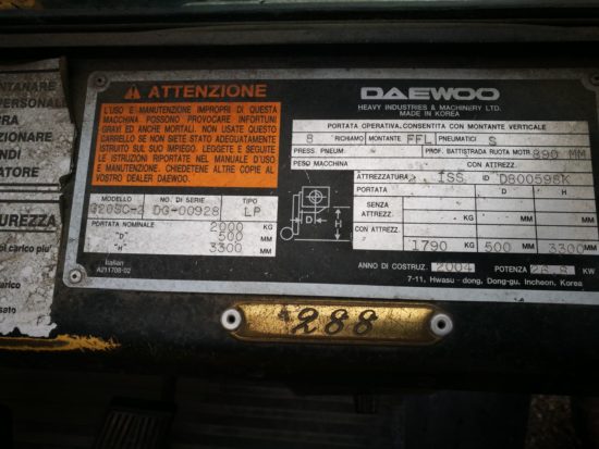 Газов мотокар Daewoo G20SC 2000kg