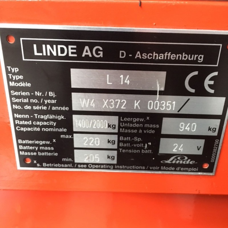 Стакер Linde L14i 372 1400 kg