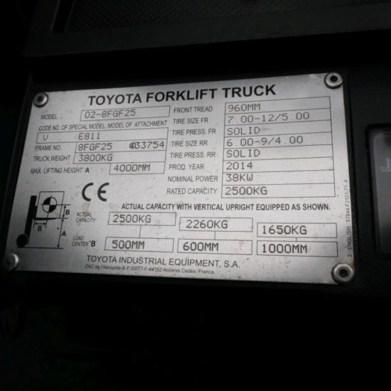 Газов мотокар Toyota 8FGF25 2500 kg
